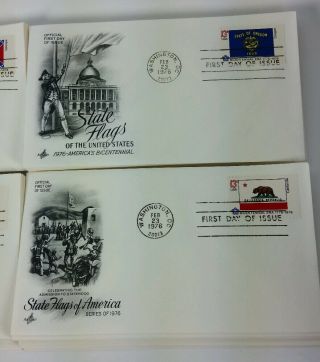 Bicentennial Era 1776 - 1976 50 States Stamps 4 Different Art Craft FDC Full Set 3