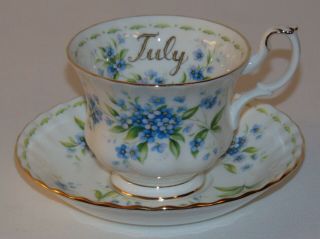 Vintage Royal Albert Flower Of The Month July Tea Cup Saucer Set Made In England