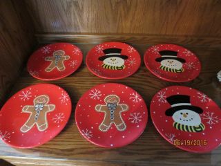 Home And Garden Party (3) Gingerbread Plates (3) Snowman Plates