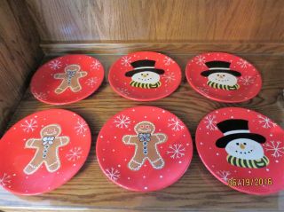 HOME AND GARDEN PARTY (3) GINGERBREAD PLATES (3) SNOWMAN PLATES 2