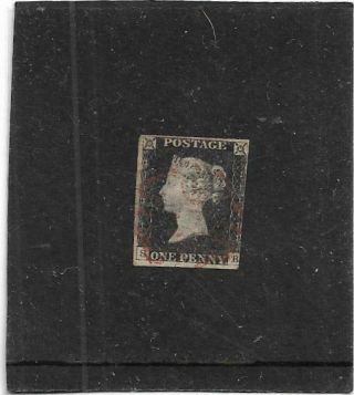 British Old Stamps Queen Victoria 1840 Penny Black Sg.  2 " S - B " 3 Margins Gb