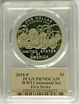 2018 P Silver World War 1 WWI Centennial Proof Dollar PCGS PR70 Thomas Cleveland 2
