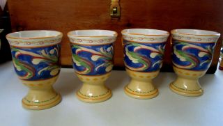Set Of 4 Pfaltzgraff Villa Della Luna Pedestal Mugs