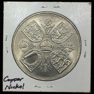1953 GREAT BRITAIN 5 SHILLINGS COIN,  CORONATION OF QUEEN ELIZABETH II,  KM 894 2