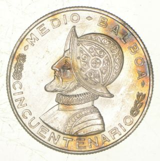 Silver - World Coin - 1953 Panama 1/2 Balboa - World Silver Coin 12.  6g 821