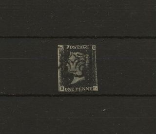1840/41 - 1d Penny Black - 3.  1/2 Margin [b.  L] - Black Maltese Cross -