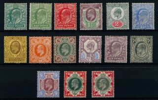 Gb Kevii 1902 - 13 Selection Of 15 X Hinged Stamps To 1/ - With Shades