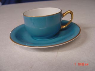 Vintage Rosenthal - Bavaria Demitasse Cup & Saucer Turquoise W/ Gold Trim