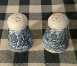 Staffordshire ironstone England Liberty Blue salt and pepper shakers Paul Revere 2