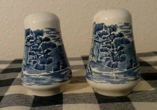 Staffordshire ironstone England Liberty Blue salt and pepper shakers Paul Revere 3