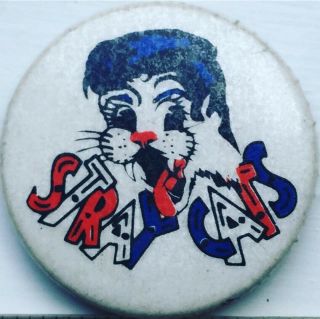 Vtg Stray Cats 25mm Pin Badge Band Music 1980s