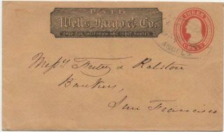 Usa: 3c Embossed Prepaid Cover To San Francisco - Wells,  Fargo & Co (28425)