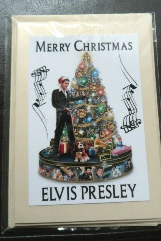 Elvis Pack Of 4 Small Hand Made Christmas Card And Envelope,  Design 2