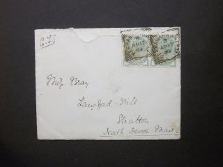 Cornwall 1882 Qv 1/2d Pair Envelope Perranarworthal Squared Circles To Stratton
