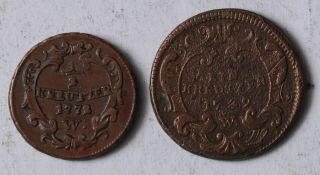Austria Maria Theresia 2x Cu 1 Kreuzer 1749 W,  1/2 Kreuzer 1772 W