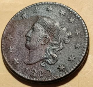 1820/19 Large Cent Overdate.  Vf Details On This Coin.