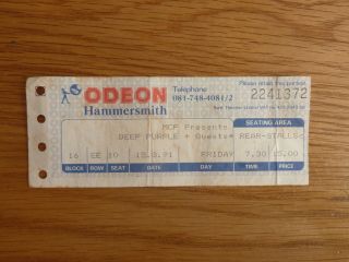 Deep Purple 15th March 1991 Hammersmith Odeon Ticket Stub