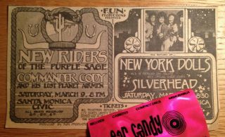 York Dolls & Silverhead Riders Santa Monica Civic 1974 Ad Clipping