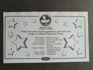 Benham 30th Anniversary Of Dad ' s Army Signed Stamp Cover By 7 Members Of Cast 3