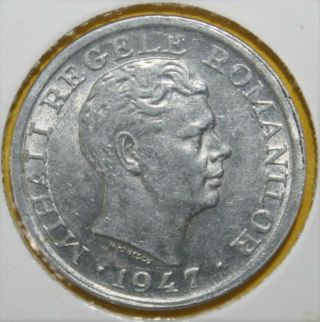 Romania 5 Lei 1947 Choice Almost Uncirculated Aluminum Coin - King Mihai I
