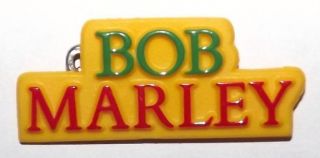 Bob Marley Old Og Vtg 1980`s Name Shaped Plastic Pin Badge Reggae & The Wailers