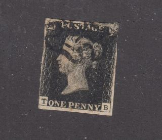 Gb 1 - 1840 Penny Black 3,  Margins With Black Mx (tiny Thin)