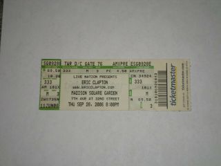 Eric Clapton Concert Ticket Stub - 2006 - Back Home Tour - Madison Square Garden - Ny