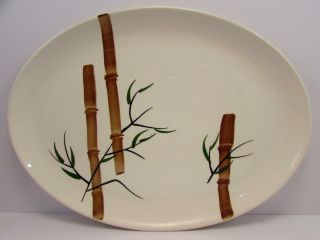 Stt22 By Stetson American Heritage 13 " Oval Platter Brown Bamboo Green Leaves