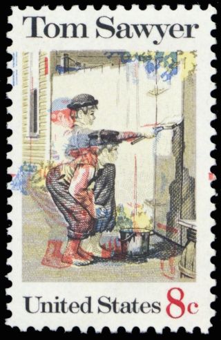 [sold] 1470,  Color Shift Error 8¢ Tom Sawyer Stamp Nh - Stuart Katz