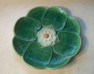 Majolica Water Lilly 8 " Plate Joseph Holdcroft - Green Ca 1870s