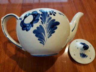 Delft Blauw,  Royal Gouda Floral Designed Porcelain Tea Pot W/ Lid - Hand Painted