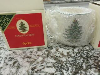 Set Of 2 Spode Christmas Tree 4 " Tall 14 Oz.  Porcelain Cafe Mugs Nos