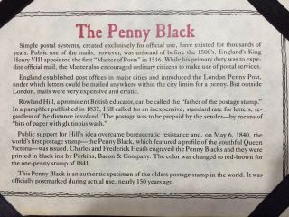 The Penny Black - - The World ' s First Postage Stamp Issued 1840 - 1841 3