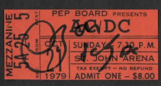 Bon Scott Ac/dc Autograph & Concert Ticket Reprint On 1970s Card 9029