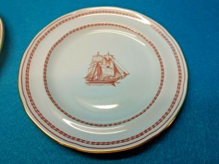 Set of 2 SPODE TRADE WINDS RED BREAD & BUTTER PLATES 6 