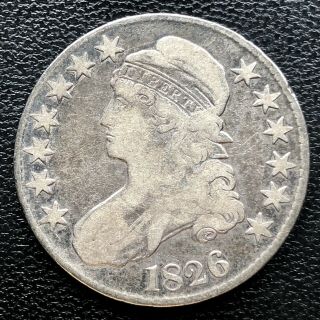 1826 Capped Bust Half Dollar 50c Higher Grade Vf 18236