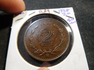 R89 Mexico 1928 2 Centavos Bu Brown
