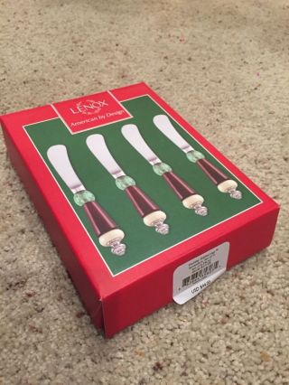 Lenox Spreaders Set Of 4 Holiday Gatherings Knives Christmas Red Green Box