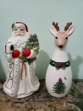 Spode Santa Christmas Tree Salt & Pepper Shakers Santa And Reindeer