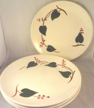 Stanhome Ivy Blue Ridge Dinner Plates (4) Hand Painted Southern Potteries 9 5/8 "