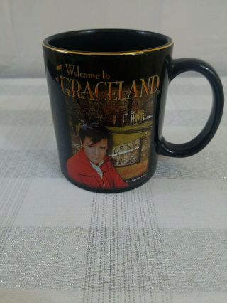Elvis Presley Black And Gold Welcome To Graceland Mug.  Coffee,  Tea,  Collectibles