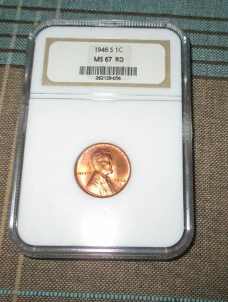 1946 - S Ngc Ms67 Rd 1 Cent Lincoln Penny 1946 - S 1 Cent