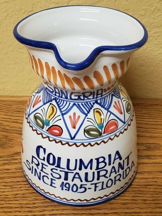 Ceramic Stoneware Sangria Pitcher Columbia Restaurant Since 1905 Florida Ec 7 " H