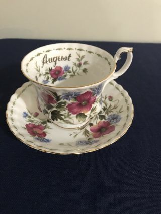 Vintage Royal Albert Flower Of The Month Series August Tea Cup & Saucer Poppy