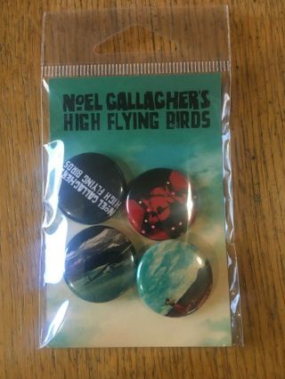 4 Promo Buttons Noel Gallagher High Flying Birds Pins Badge Oasis Mcfc