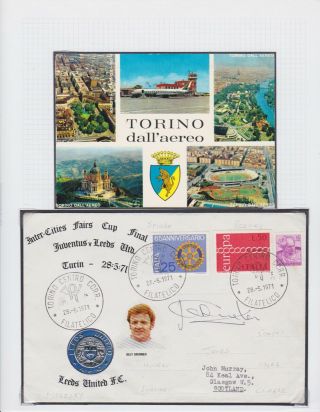 Leeds United Fc Fairs Cup V Turin 1971 Match Day Cover Signed Jack Charlton