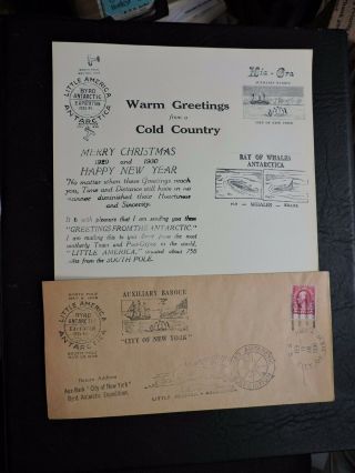1930 Byrd Antarctic Expedition Cover,  Christmas Letter Ss City Of York Ship