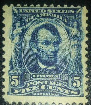 Travelstamps: 1902 - 03 Us Stamps Scott 304 Lincoln,  Mnh,  Orig Gum,  5 Cents