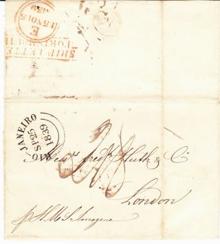Portsmouth Ship Letter (s5) 1839 From British Po In Rio Di Janeiro Brazil