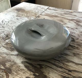 10 1/2” Mid Century Mod Russel Wright Oyster Iroquois Gray Divided Bowl W/ Lid